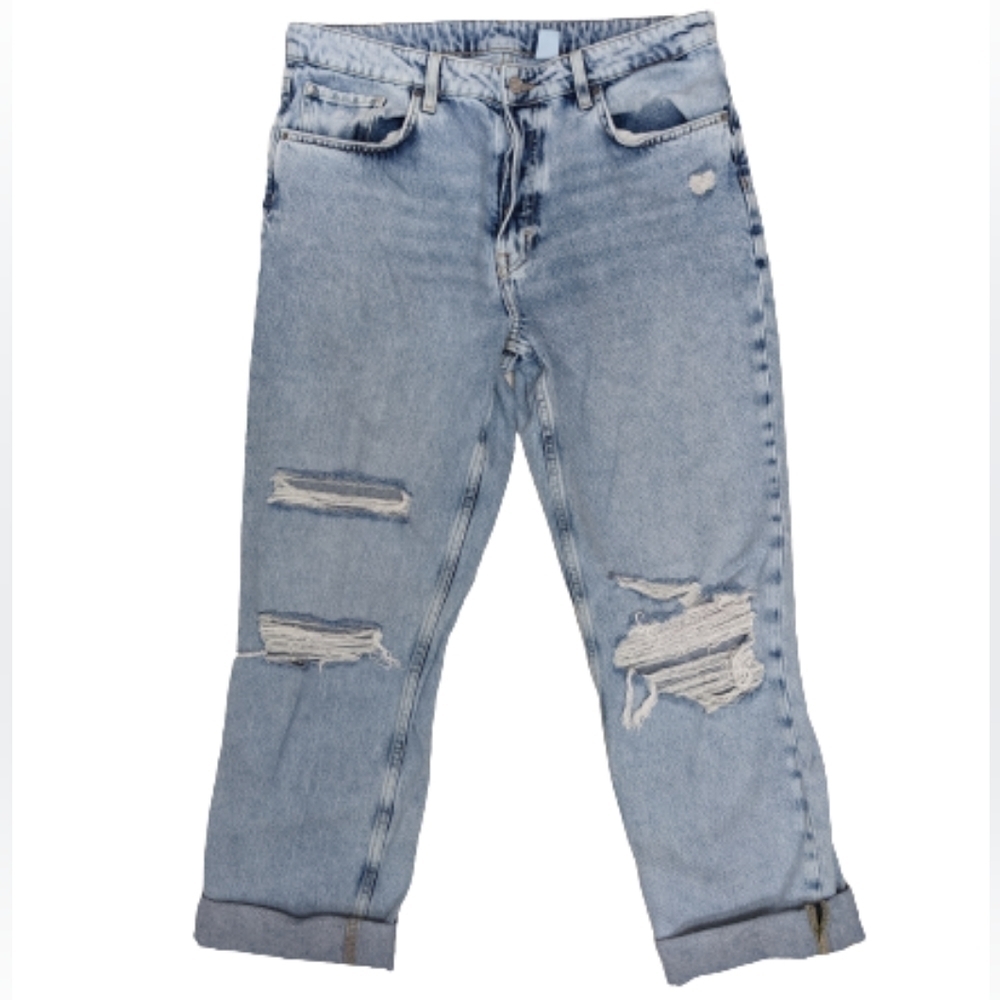 H&M & Denim women's high-rise distressed 90s boyfriend jeans size 10